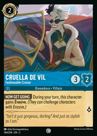 Cruella De Vil — Fashionable Cruiser Disney Lorcana card