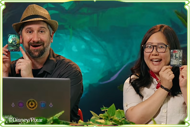 Image of broadcasters hosting the Disney Lorcana Wilds Unknown special Lorecast