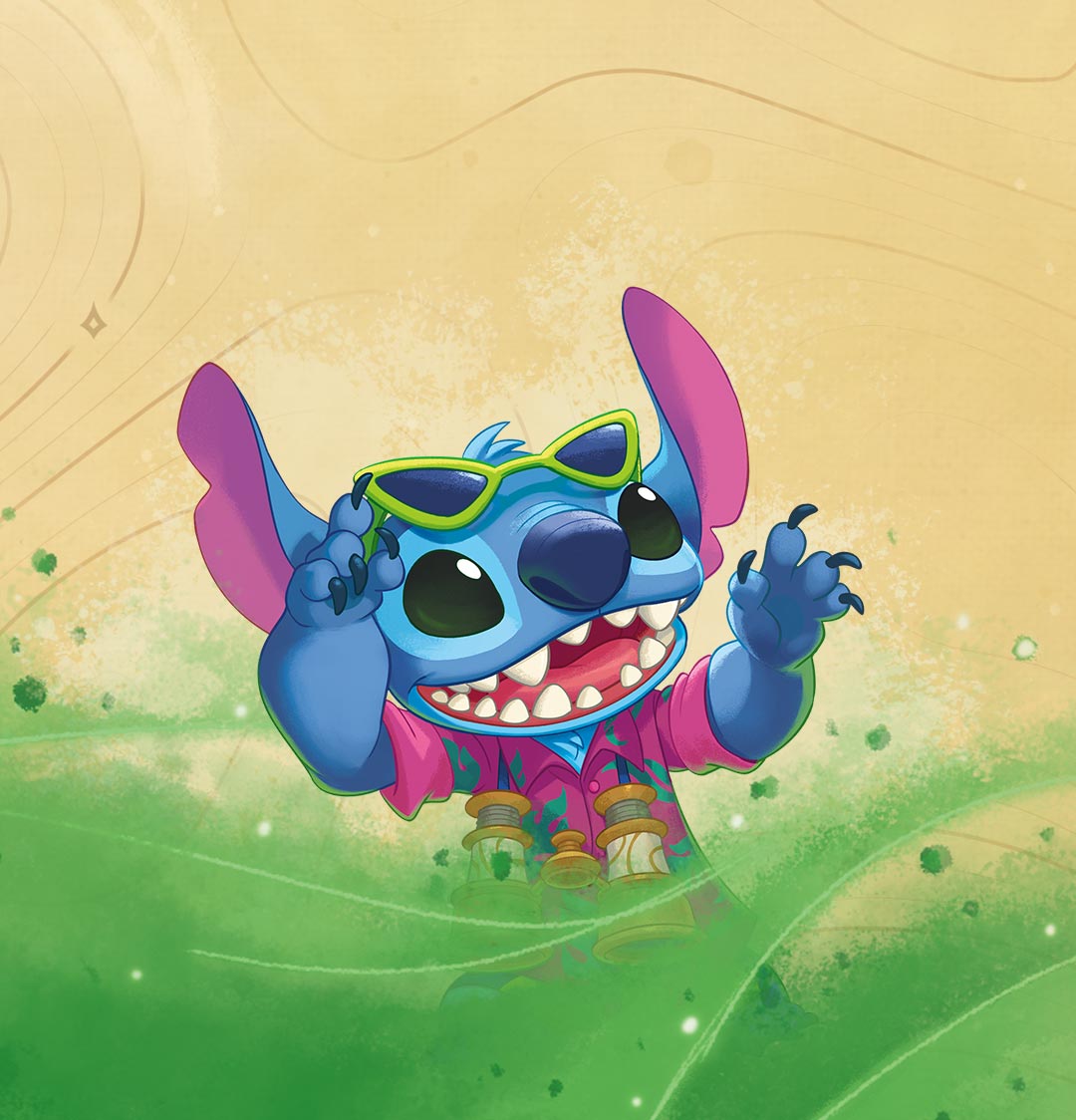 Disney Lorcana Into the Inklands home page slide featuring Stitch