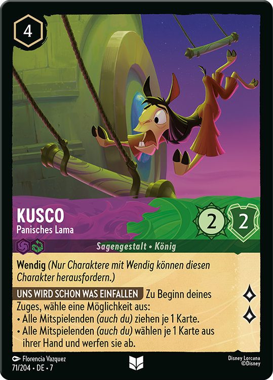 Kuzco - Panisches Lama card from the Disney Lorcana Trading Card Game