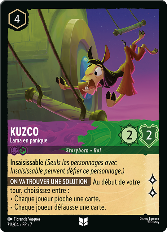 Kuzco - Lama en panique card from the Disney Lorcana Trading Card Game