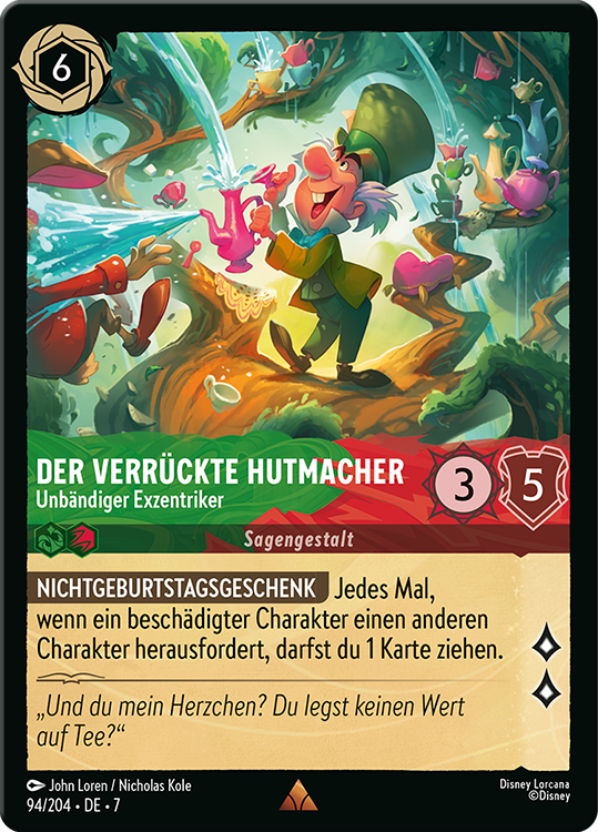 Der Verrückte Hutmacher - Unbändiger Exzentriker card from the Disney Lorcana Trading Card Game