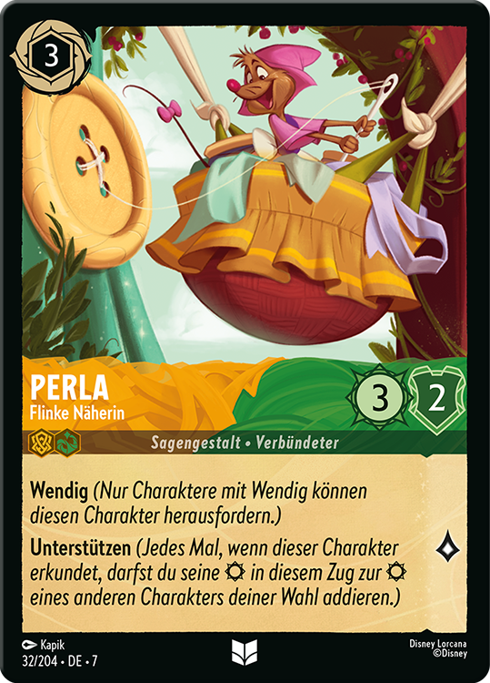 Perla - Flinke Näherin card from the Disney Lorcana Trading Card Game