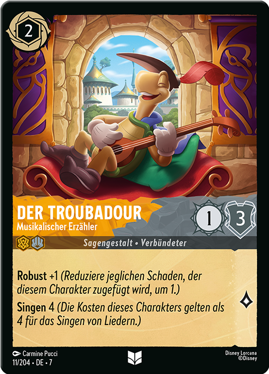 Der Troubadour - Musikalischer Erzähler card from the Disney Lorcana Trading Card Game