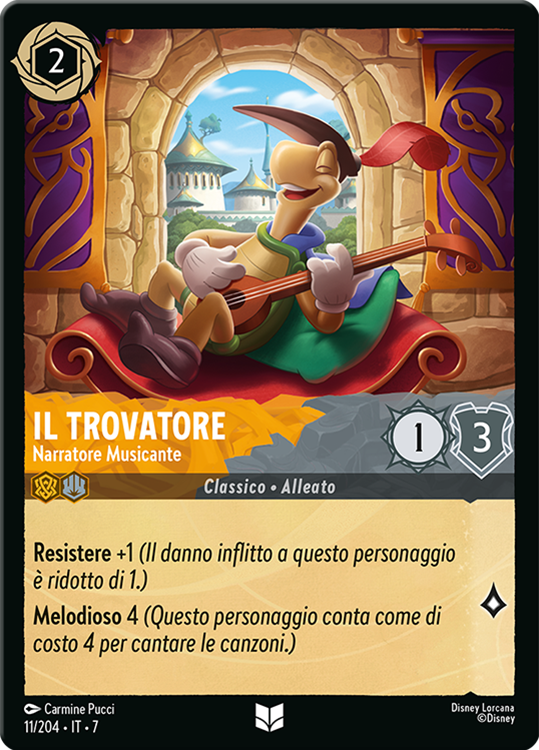 Il Trovatore - Narratore Musicante card from the Disney Lorcana Trading Card Game