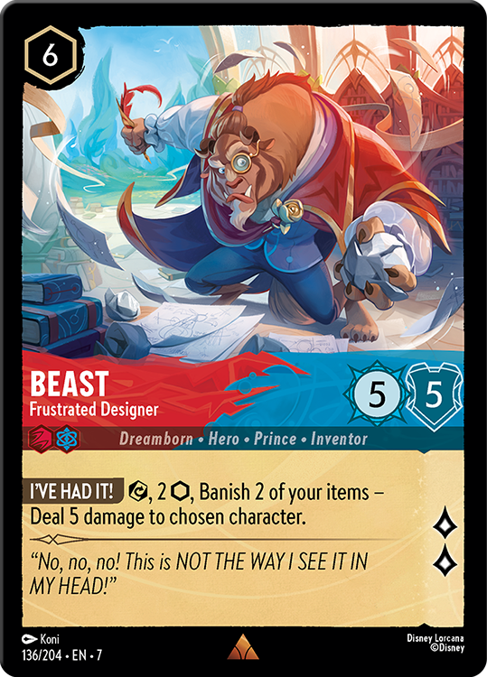 Beast - Frustrated Designer card from the Disney Lorcana Trading Card Game