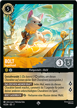 Bolt card from the Disney Lorcana Trading Card Game