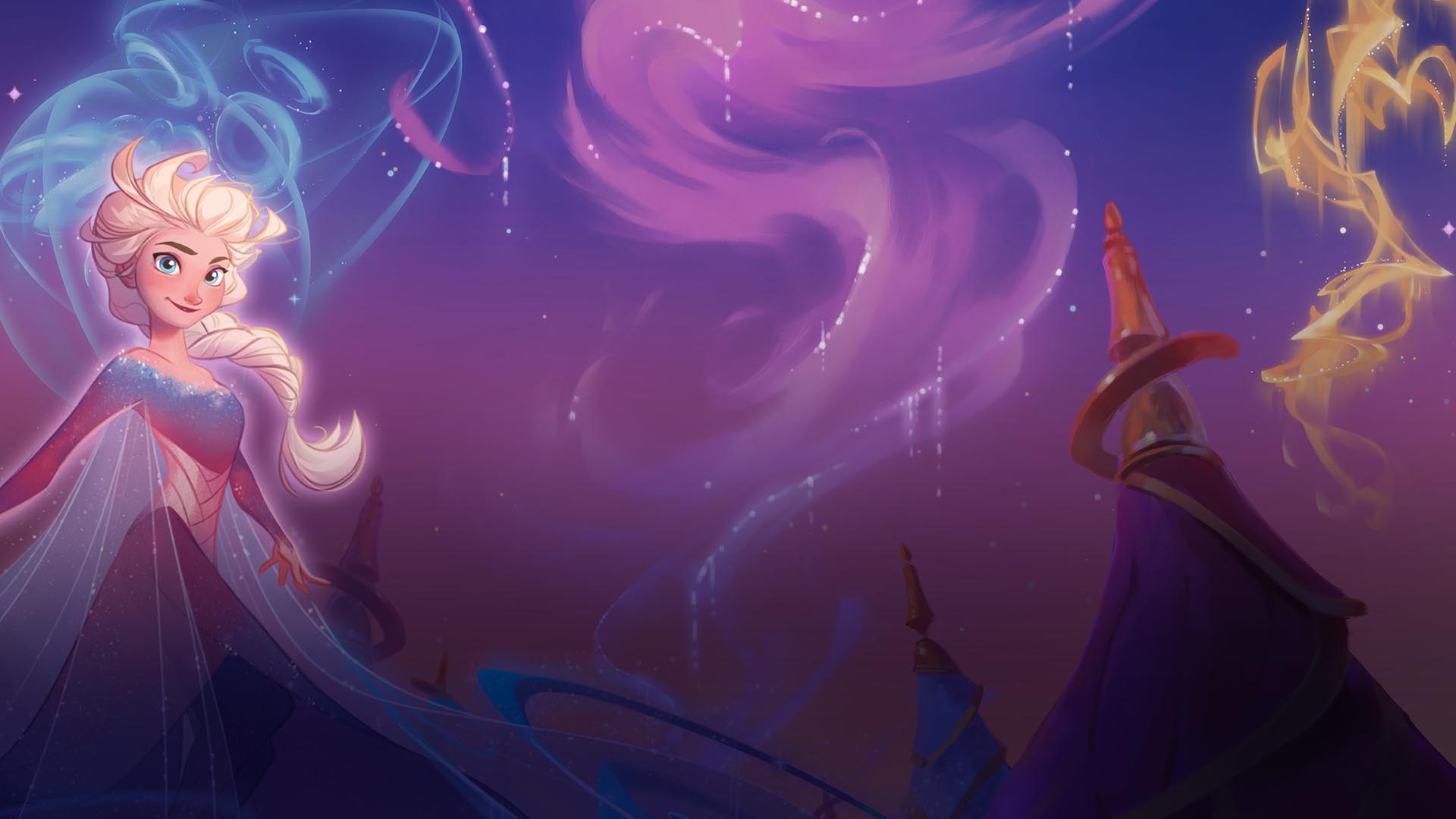 Disney Lorcana《闪耀墨满天》 home page slide featuring Elsa