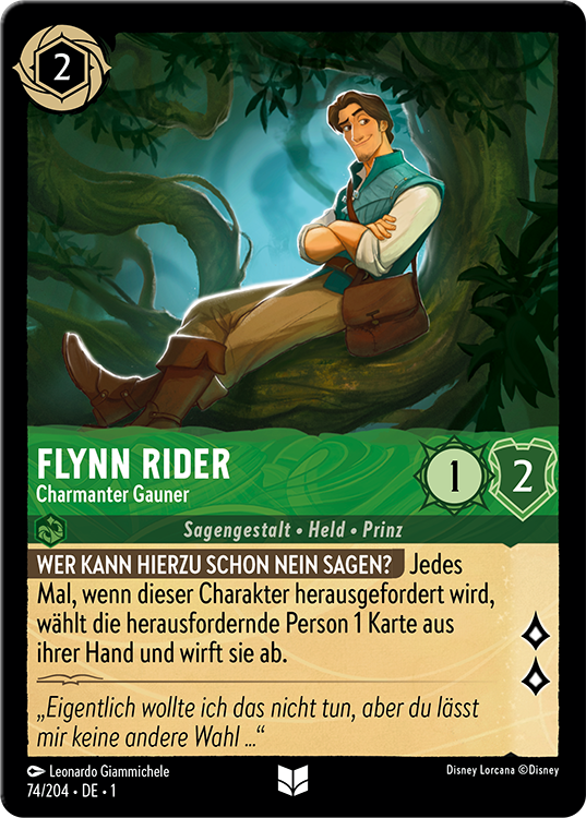 Flynn Rider card for Disney Lorcana