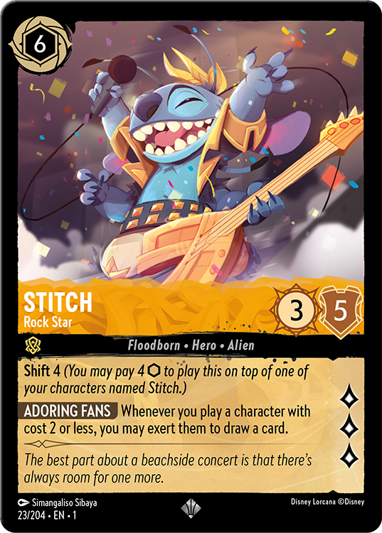 Stitch - Rock Star card from Disney Lorcana The First Chapter