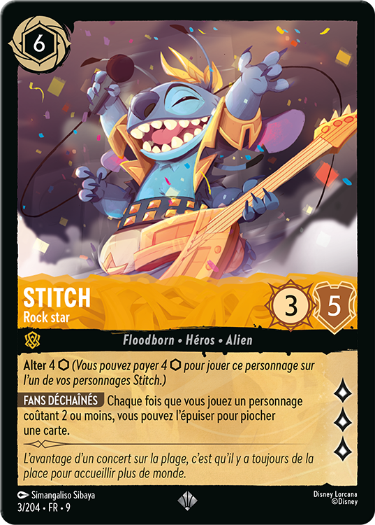 Card image of Stitch Rock Star from Disney Lorcana Fabled set