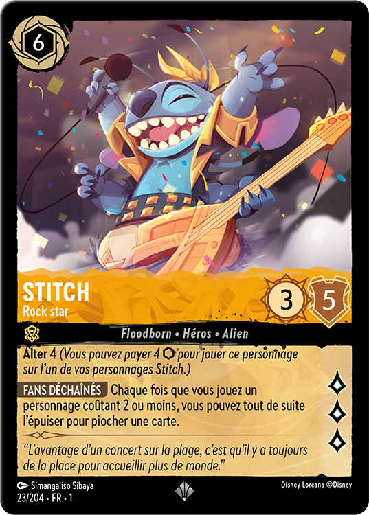 Stitch - Rock Star card from Disney Lorcana The First Chapter