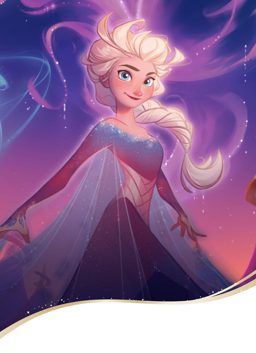 Disney Lorcana《闪耀墨满天》home page slide featuring Elsa