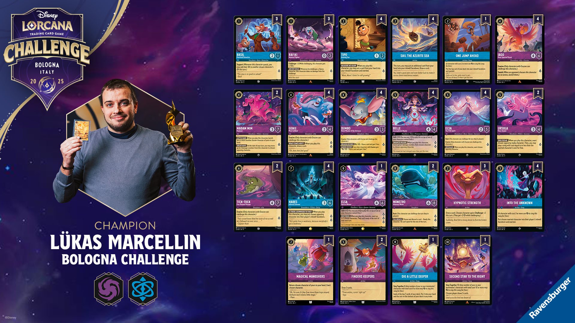 image of Lükas Marcellin's winning decklist from Disney Challenge Bologna