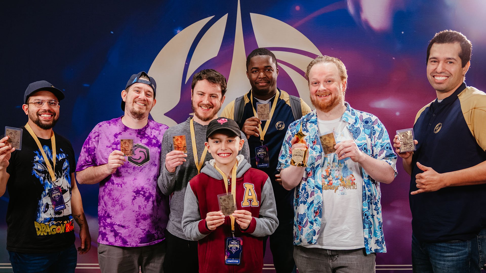 Disney Lorcana Challenge Milwaukee Top 8 pic with Aiden and Golden Mickey