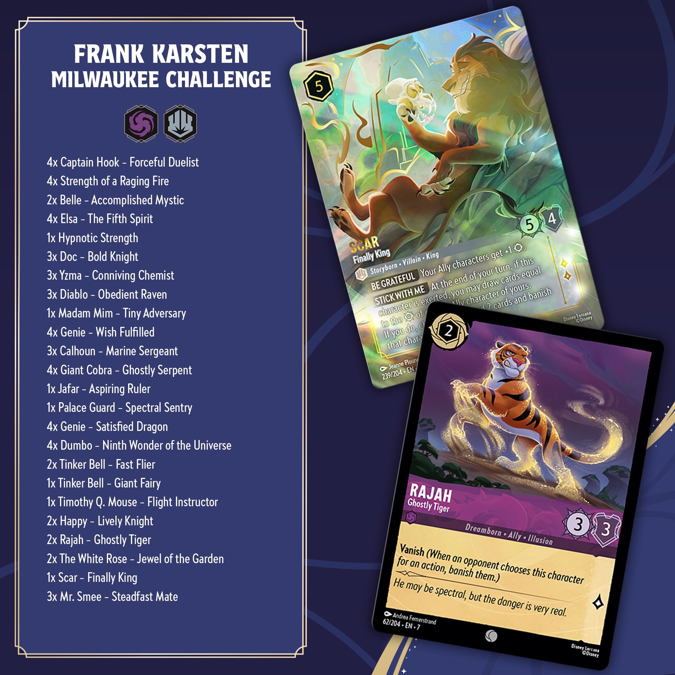 Disney Lorcana Milwaukee challenge decklist
