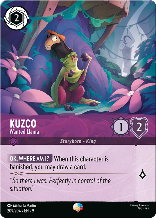 Epic Kuzco Wanted Llama card for Disney Lorcana