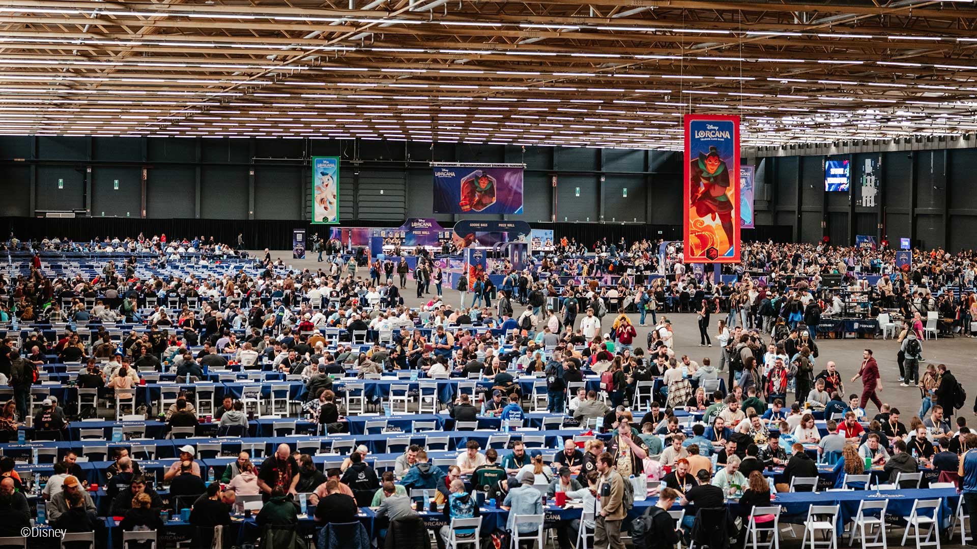 Master shot of the Ghent, Belgium Disney Lorcana Challenge event. Thousands of people are in this shot.