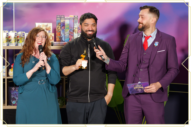 Rebekah Quests and Baker interview Zan Sayed after his win at Lorcana Challenge Ghent