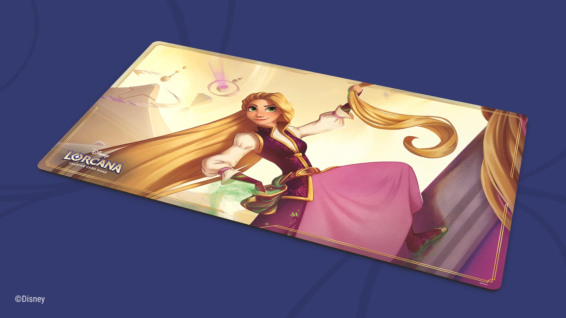 Image of a Disney Lorcana play mat featuring Rapunzel