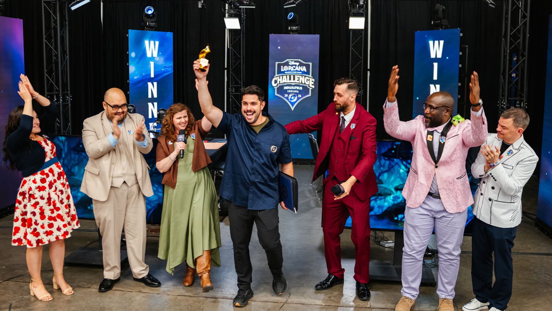 Bryan being celebrated by the Challenge hosts in Indianapolis