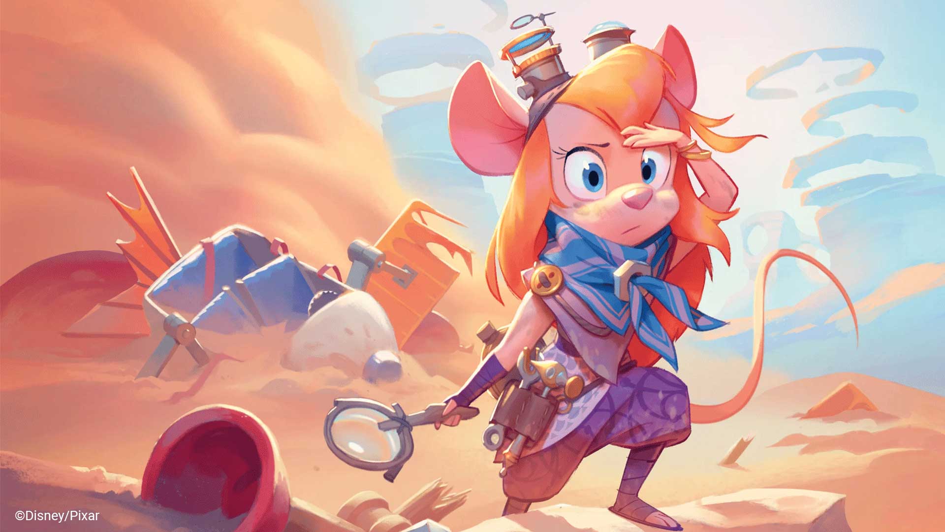 Mouse glimmer standing in a desert from Disney Lorcana TCG