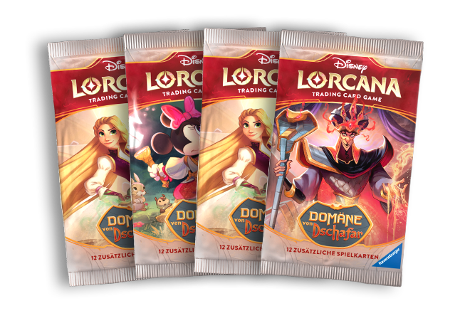 Four packs of Disney Lorcana cards