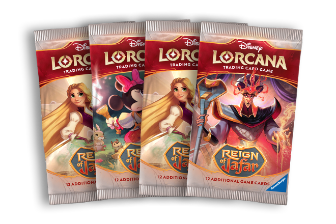 Four packs of Disney Lorcana cards