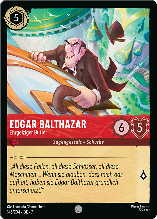 Edgar Balthazar - Ehrgeiziger Butler card from the Disney Lorcana Trading Card Game