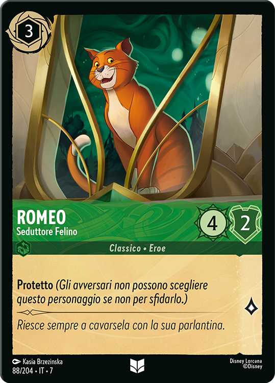 Romeo - Seduttore Felino card from the Disney Lorcana Trading Card Game