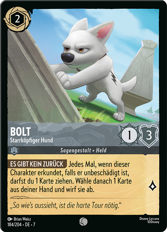 Bolt - Starrköpfiger Hund card from the Disney Lorcana Trading Card Game