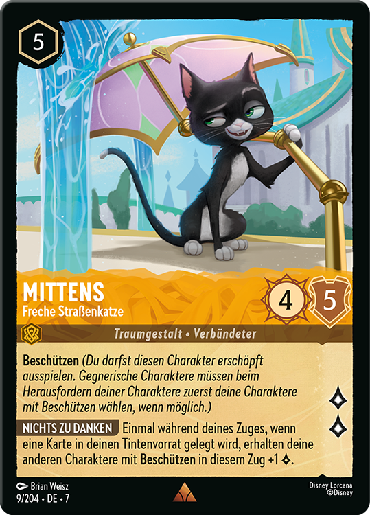 Mittens - Freche Straßenkatze card from the Disney Lorcana Trading Card Game