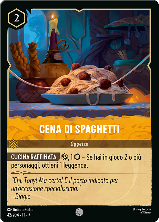 Cena di Spaghetti card from the Disney Lorcana Trading Card Game