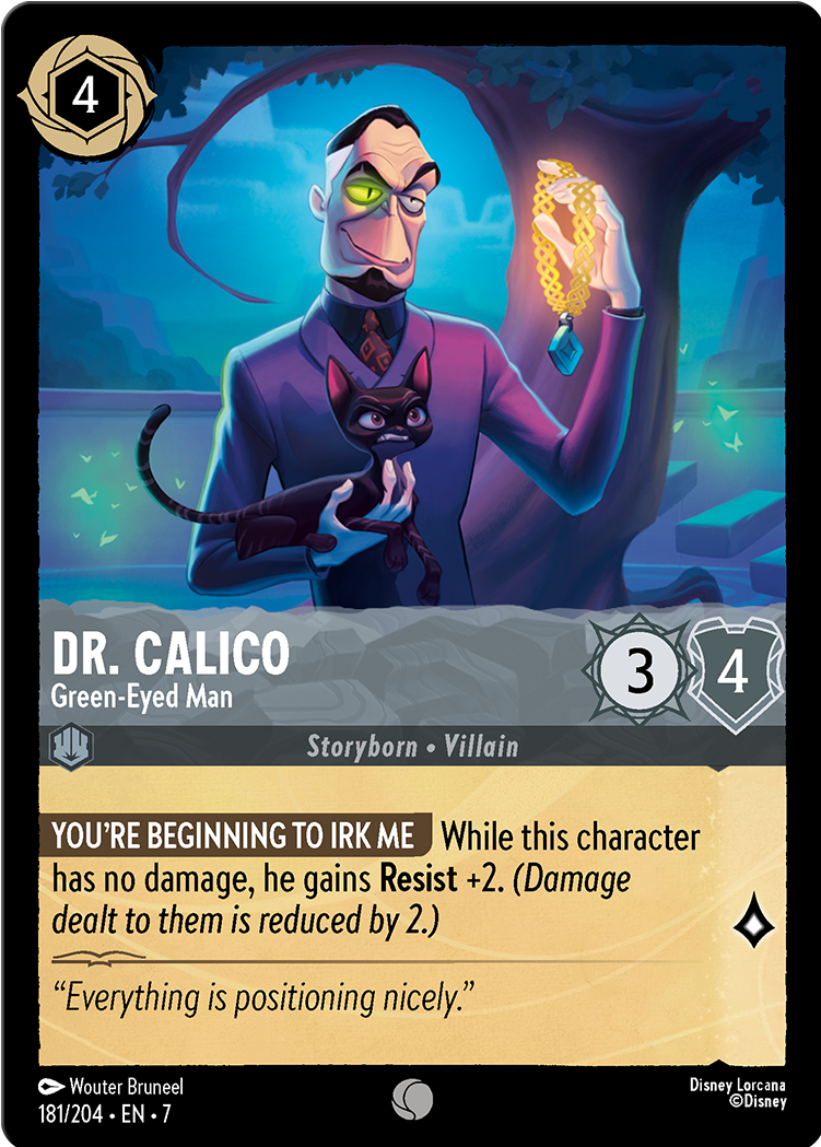 Dr. Calico - Green-Eyed Man card from the Disney Lorcana Trading Card Game