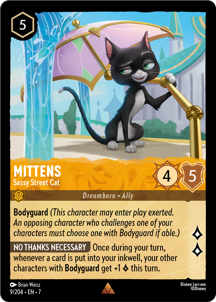 Mittens - Sassy Street Cat card from the Disney Lorcana Trading Card Game