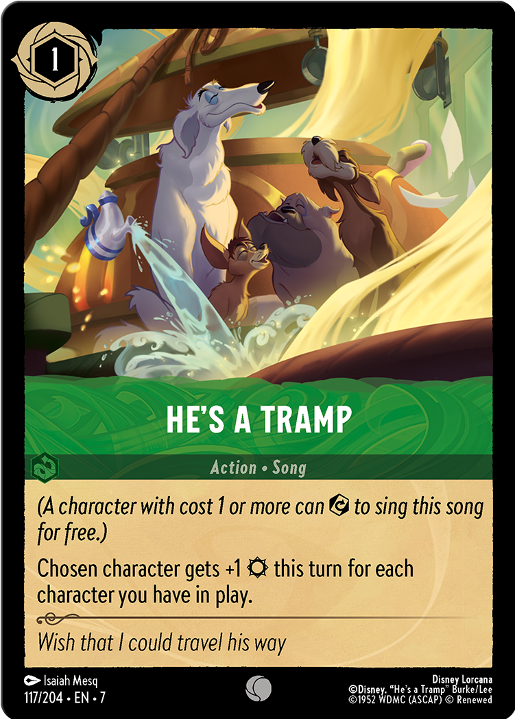 He's a Tramp card from the Disney Lorcana Trading Card Game
