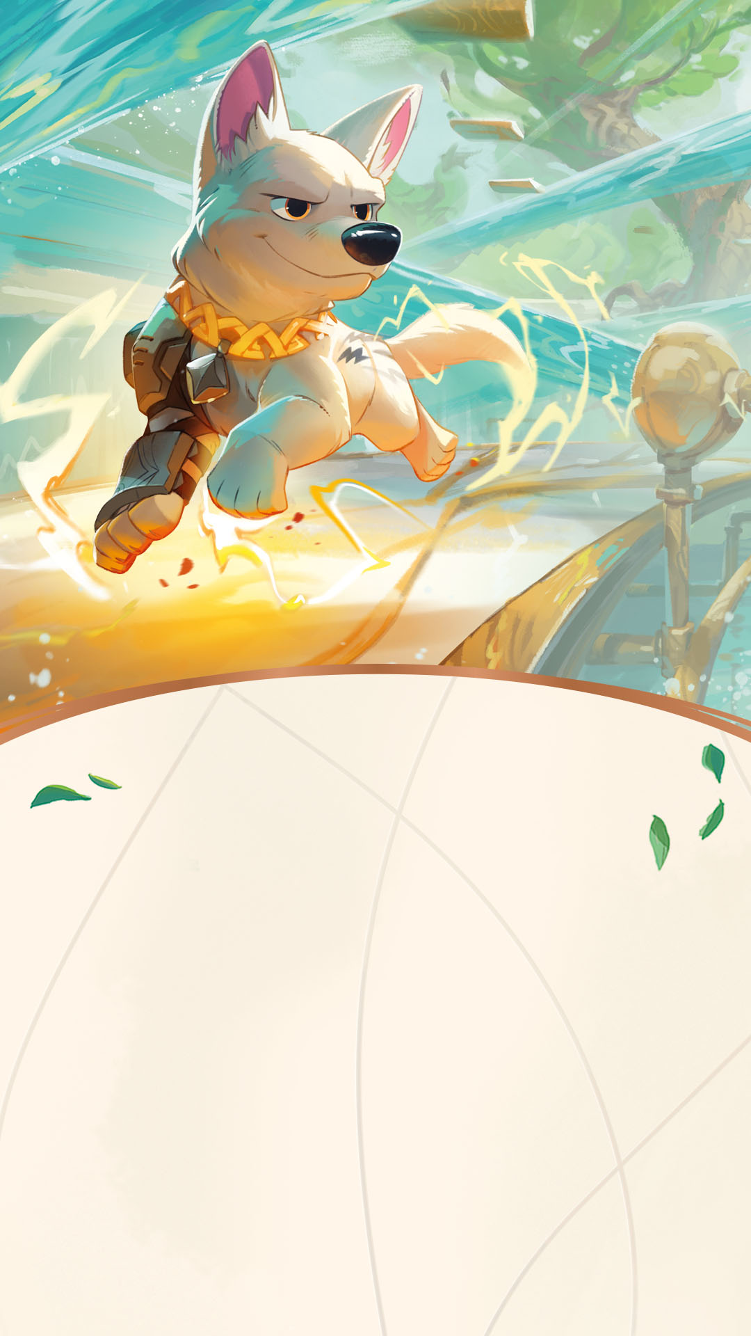 Disney Lorcana Archazia's Island website header with an image of the dog, Bolt for mobile devices