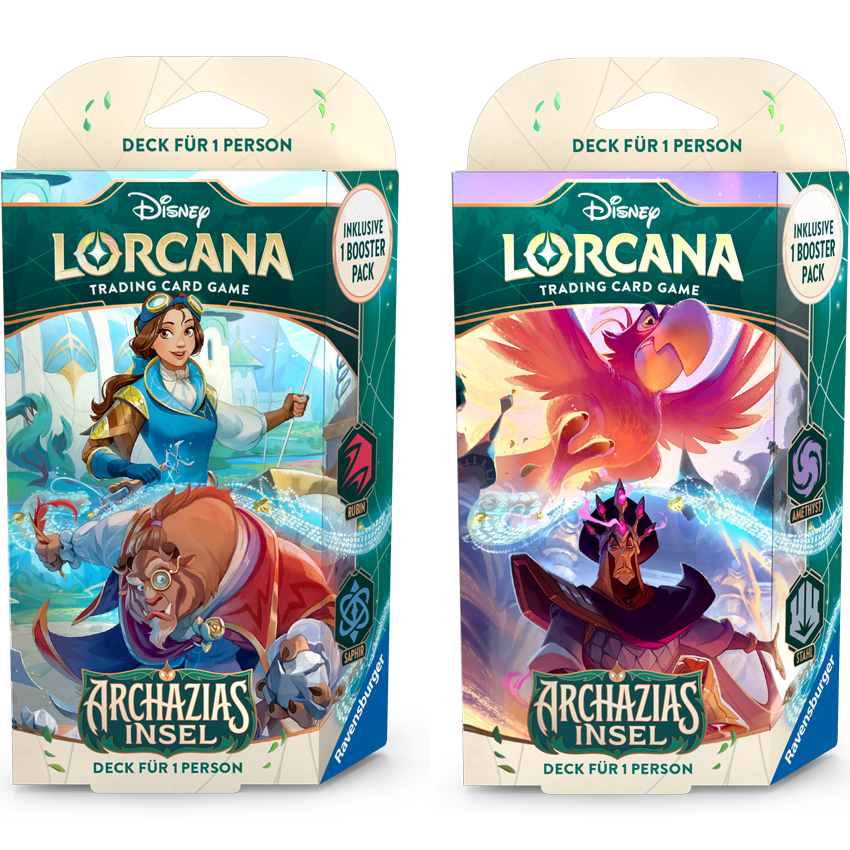 Starter decks for Archazia's Island for the Disney Lorcana Trading Card Game
