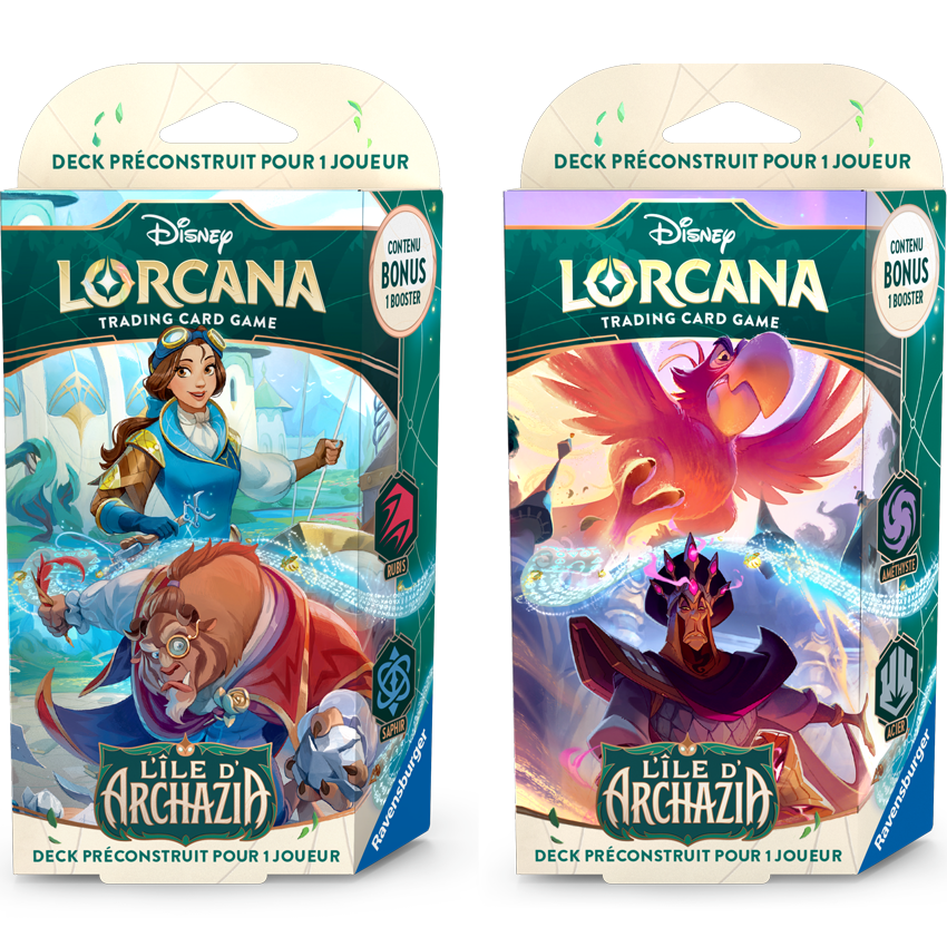 Starter decks for Archazia's Island for the Disney Lorcana Trading Card Game
