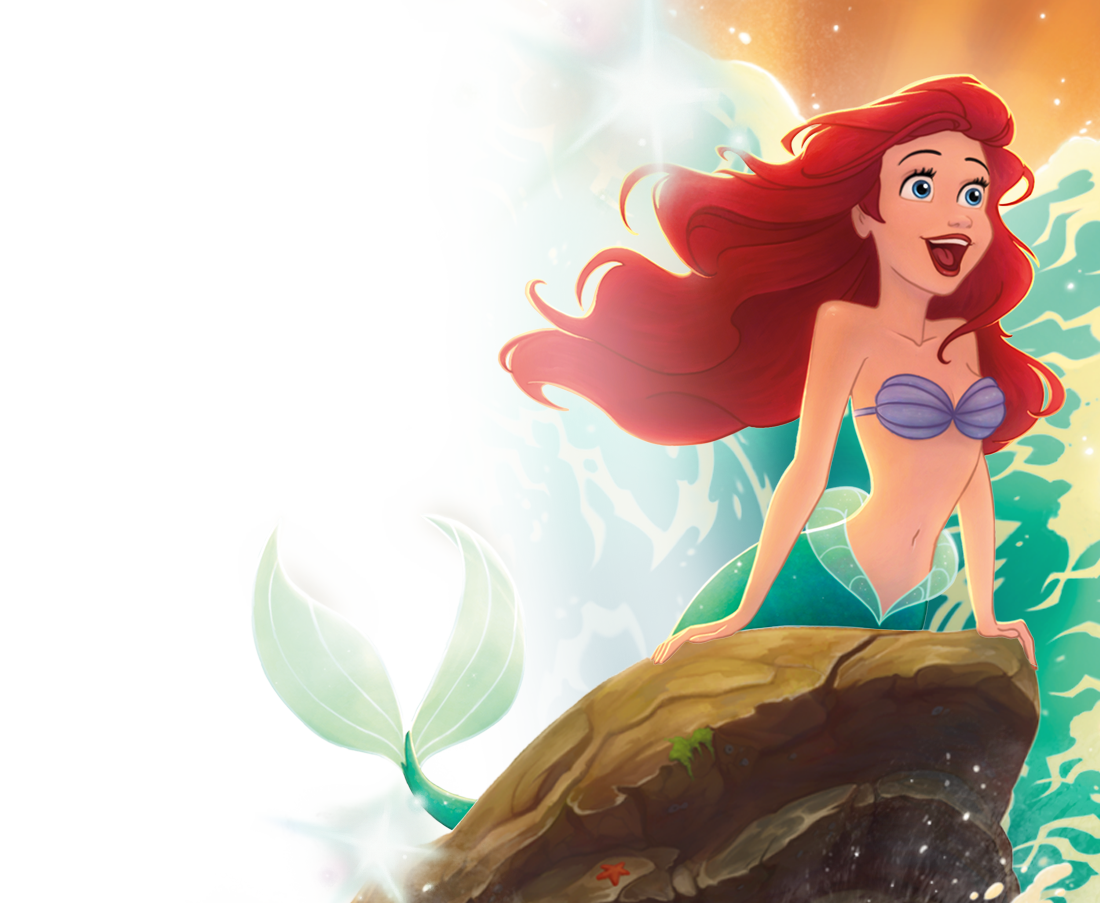 Ariel on the rocks, water splashing around