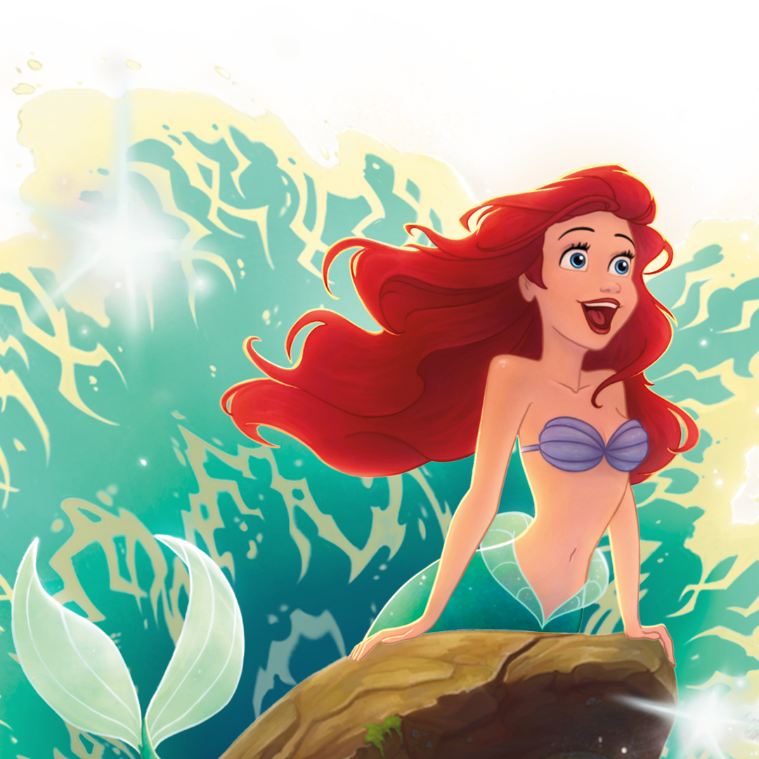Ariel on the rocks, water splashing around
