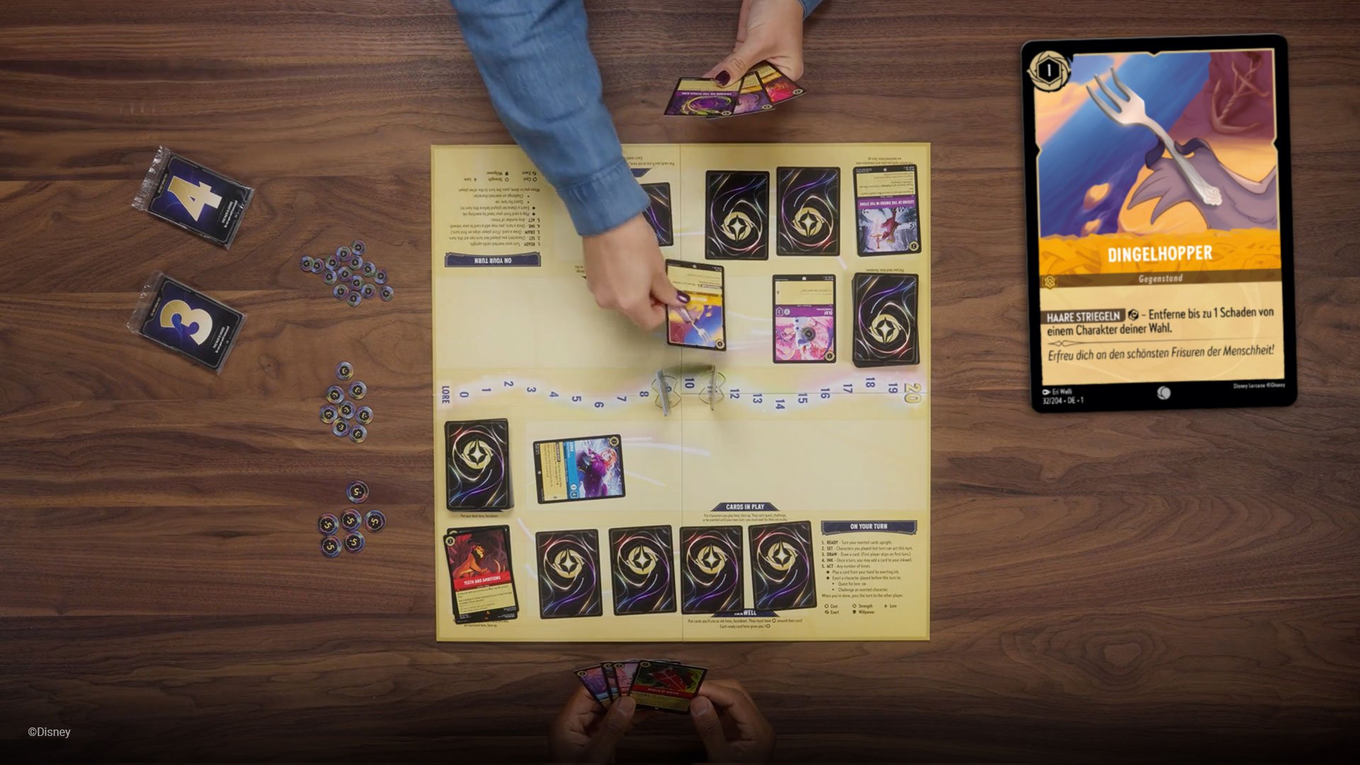 Thumbnail image of a Disney Lorcana Gateway Trading Card Game gaming table with players playing cards