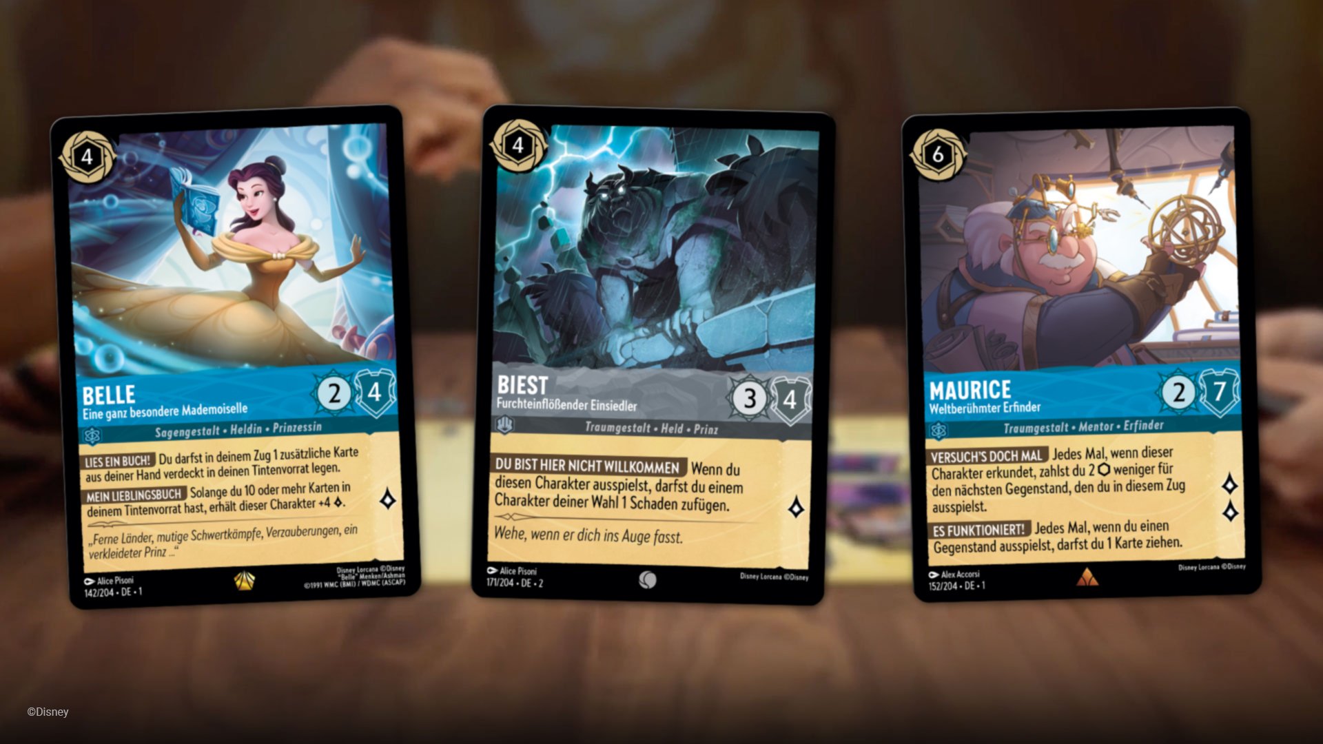 Thumbnail image of Belle, Beast, and Maurice cards from the game Disney Lorcana Gateway Trading Card Game