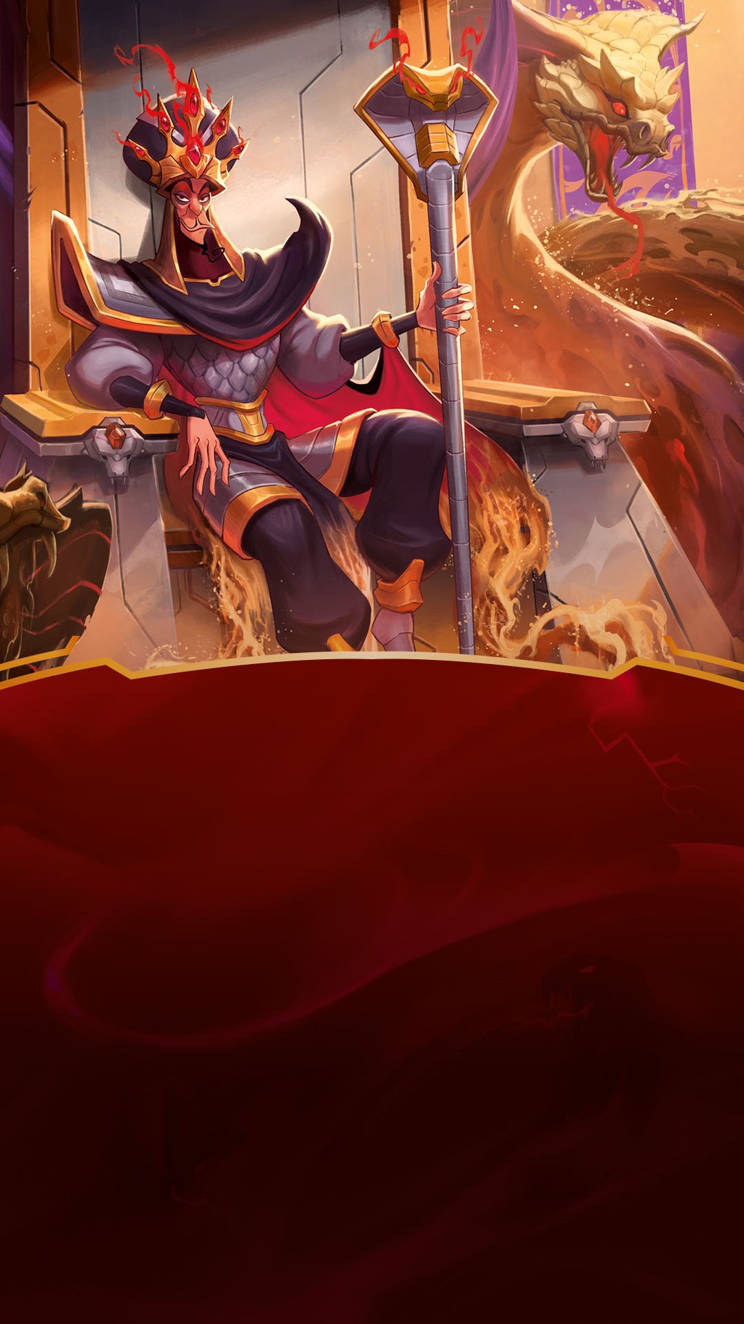 Disney Lorcana Reign of Jafar header image of Jafar wearing the hexwell crown