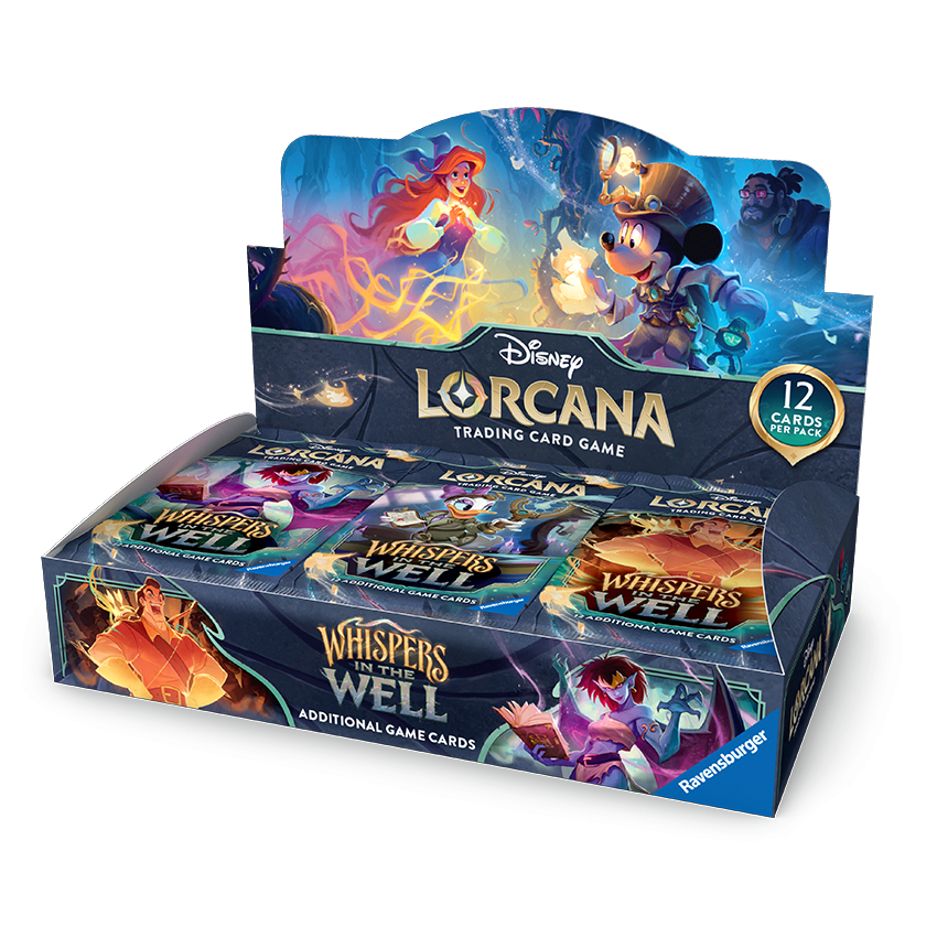 Box of Whispers in the Well booster packs for the Disney Lorcana Trading Card Game