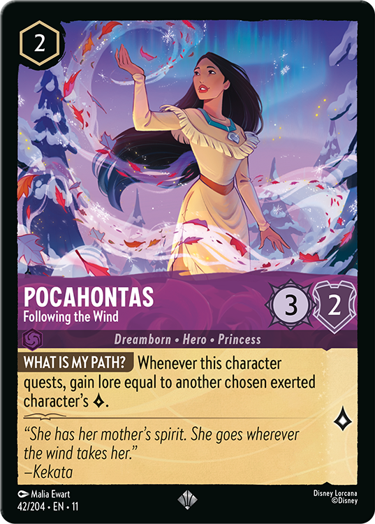 Disney's Lorcana TCG Pocahontas Following the Wind