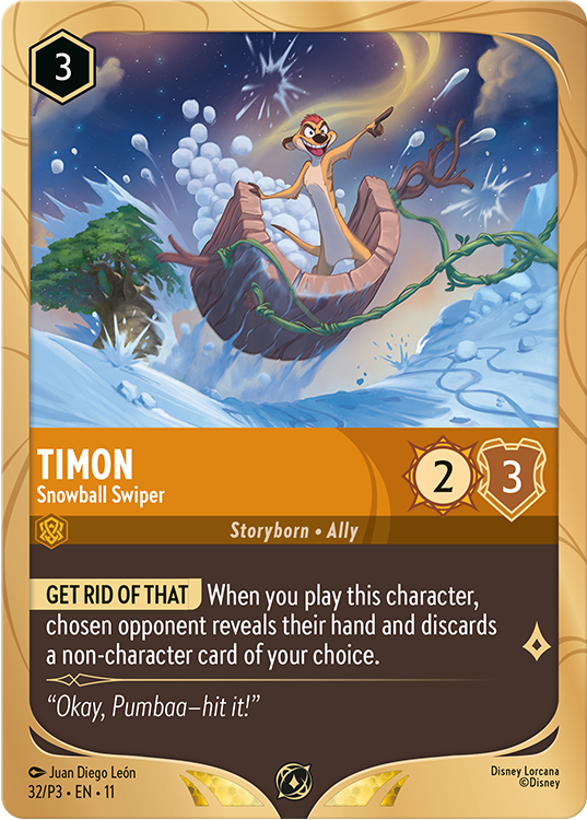 Timon - Snowball Sniper card from Disney Lorcana Winterspell