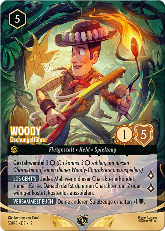 Disney Lorcana card of Woody - Jungle Guide
