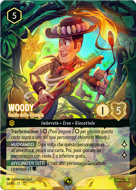 Foil image of Disney Lorcana card of Woody - Jungle Guide