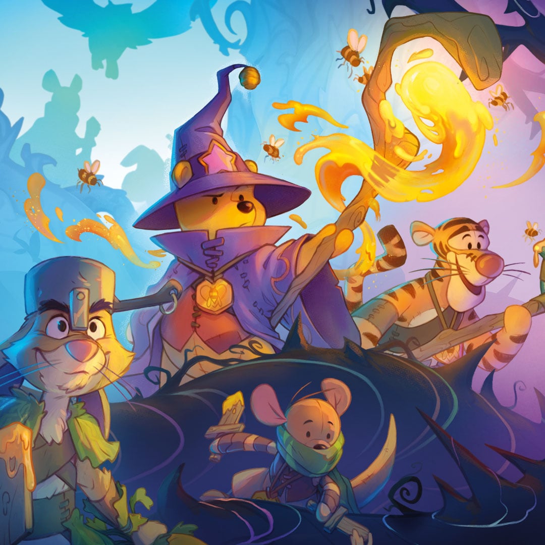 Image of Winnie-the-Pooh as a honey wizards with his friends